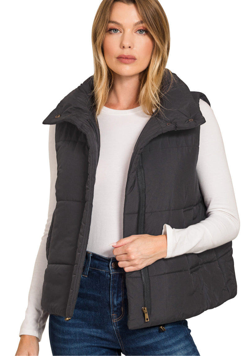 Masyn High Neck Puffer Vest •3 Colors•