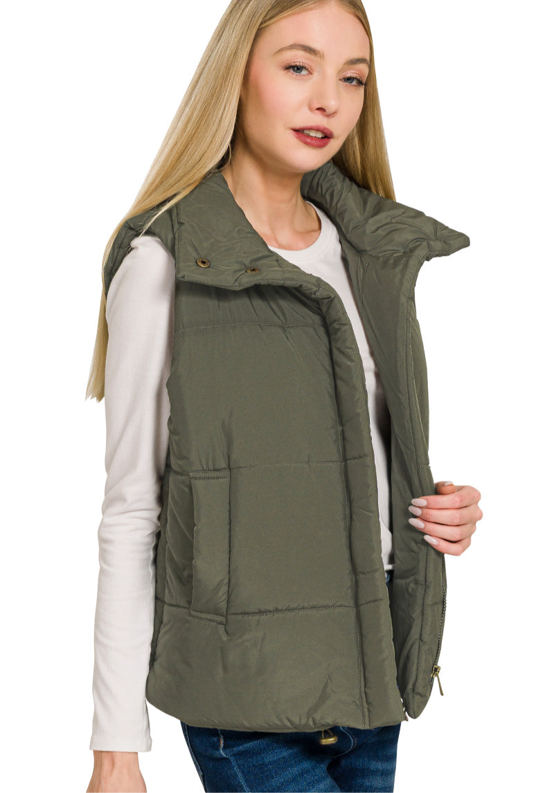 Masyn High Neck Puffer Vest •3 Colors•