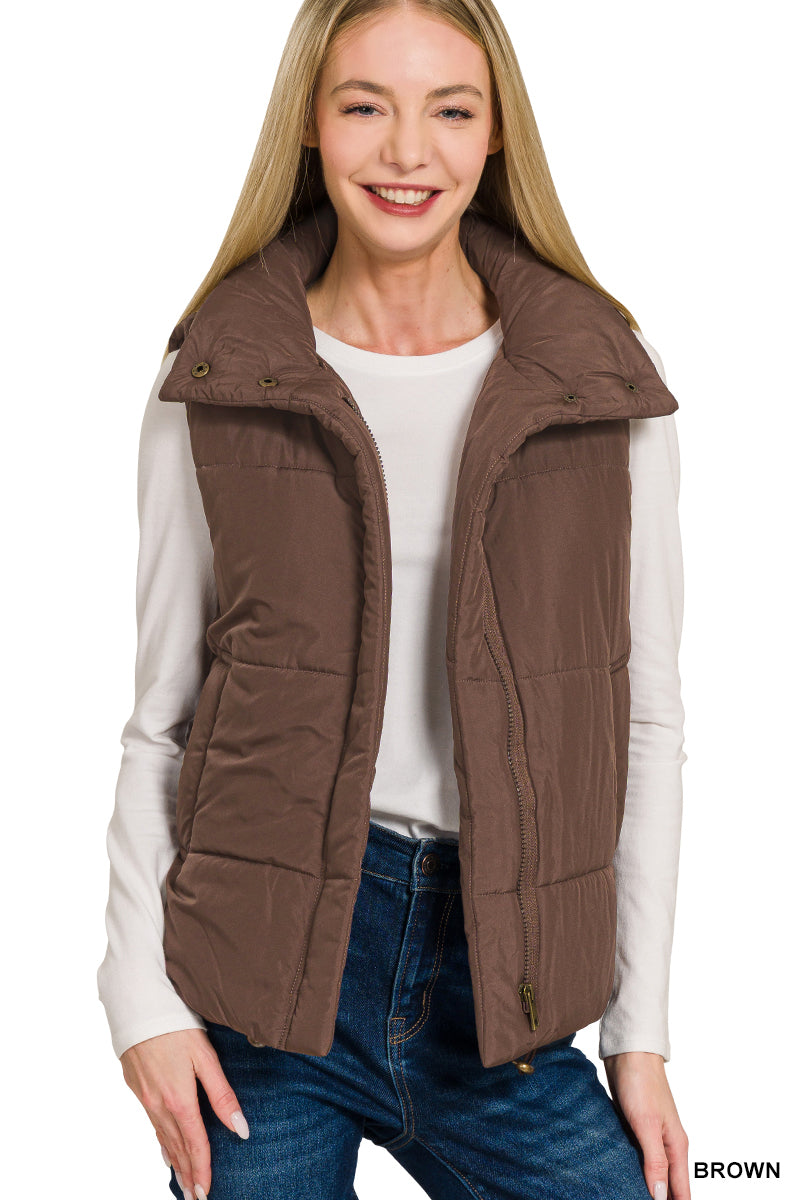 Masyn High Neck Puffer Vest •3 Colors•