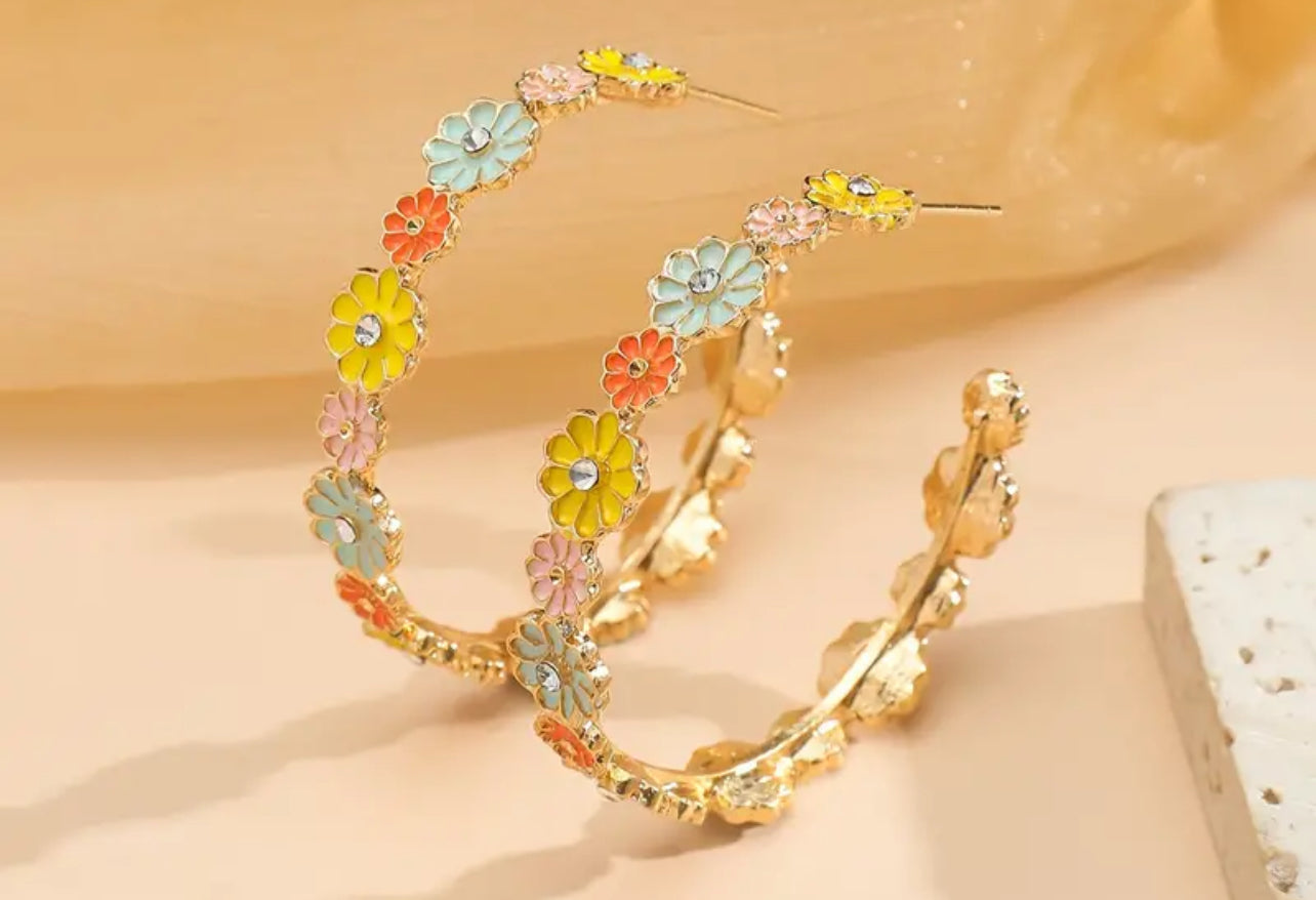 Floral Hoop Earrings