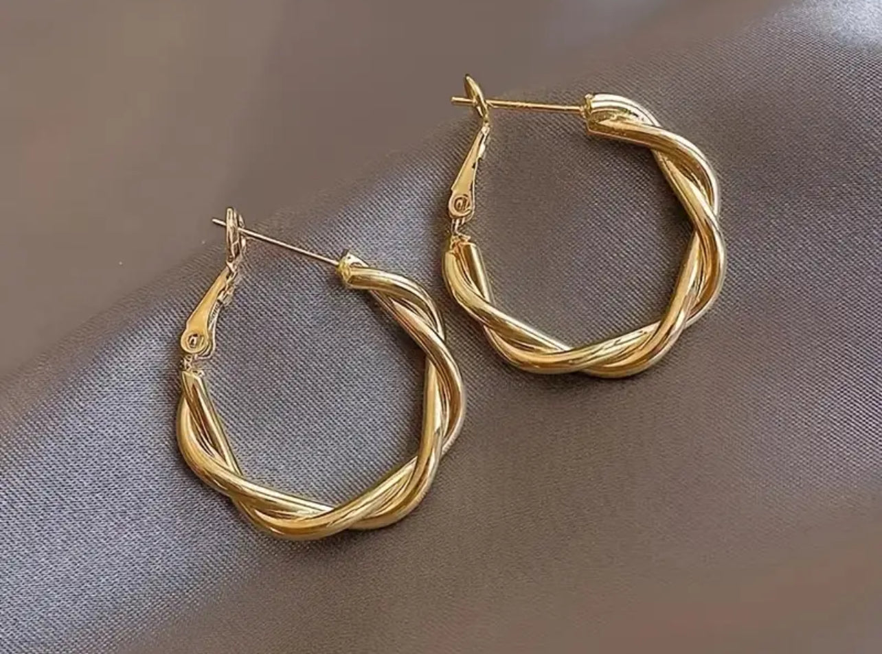 Gold Twist Hoop Earrings