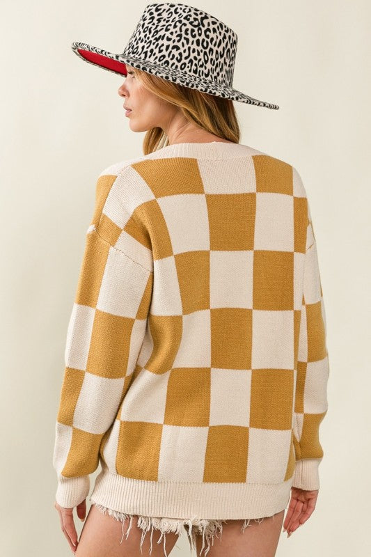 Make Your Soul Happy Checkered Cardigan