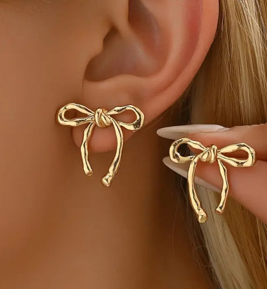 Gold Bow Earring