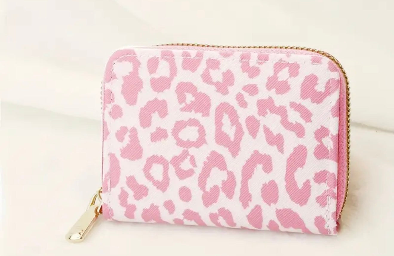 Pink Leopard Zipper Wallet