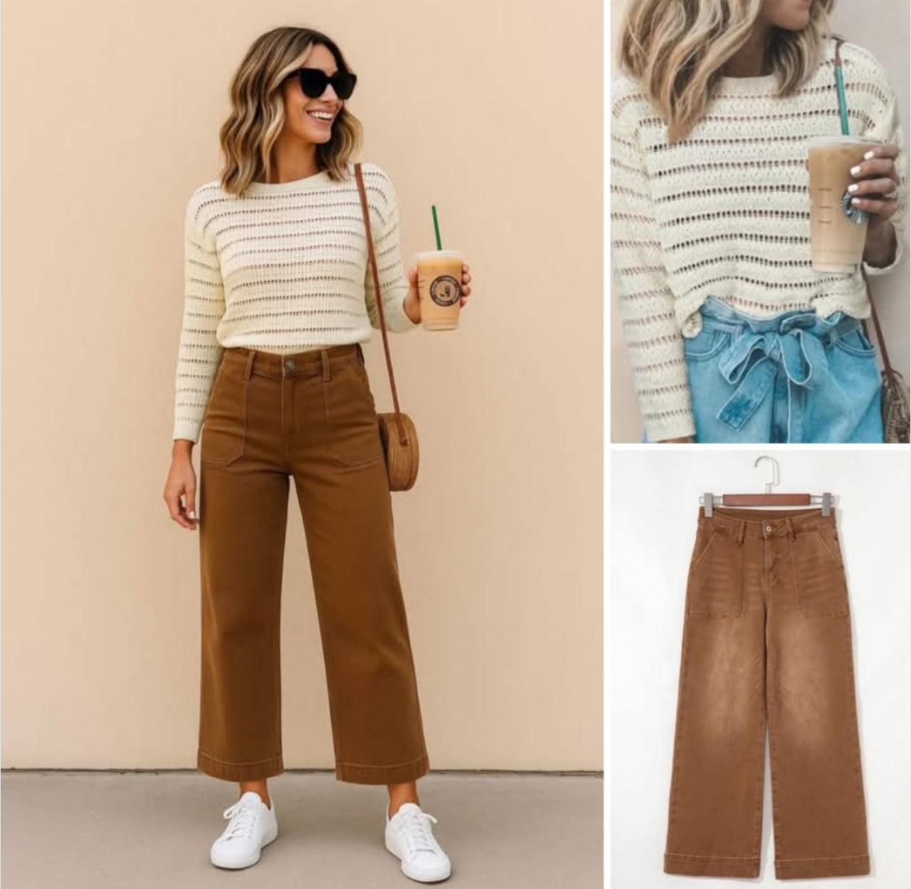 Cropped High Rise Wide Leg Jeans