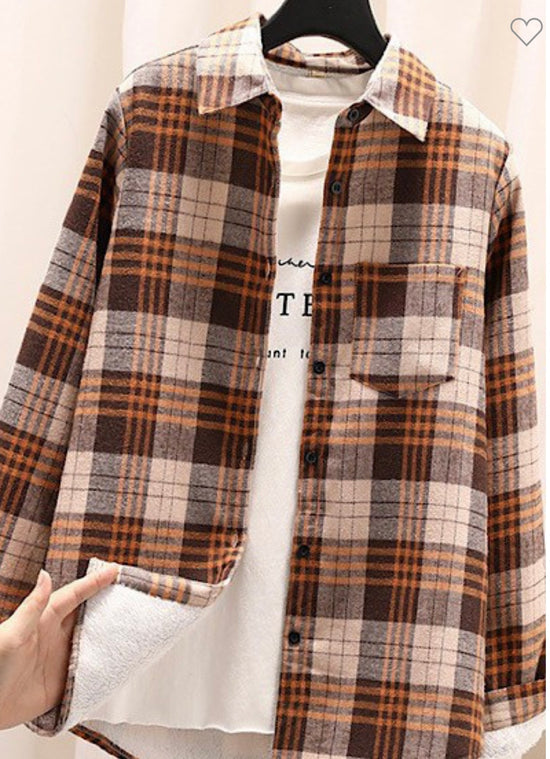 Youth Sherpa Lined Plaid Shacket