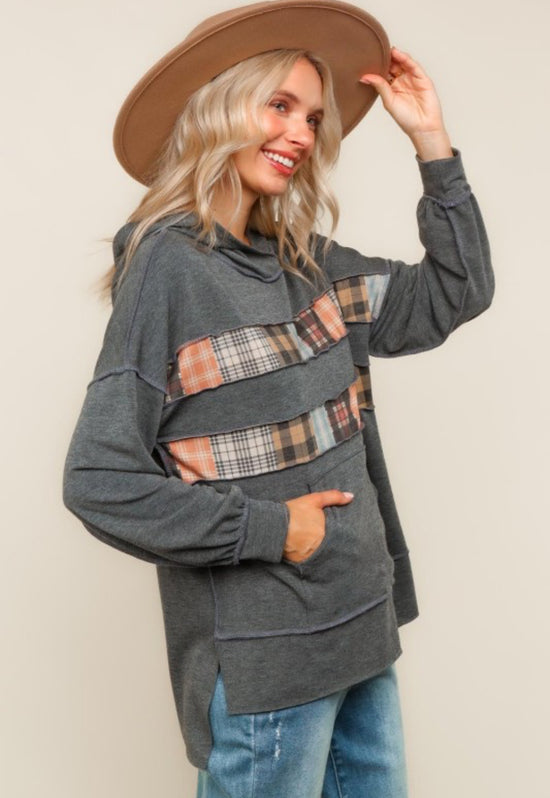Pinch Of Plaid Hooded Top