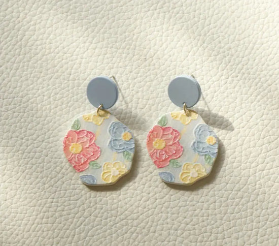 Light Blue Floral Earrings