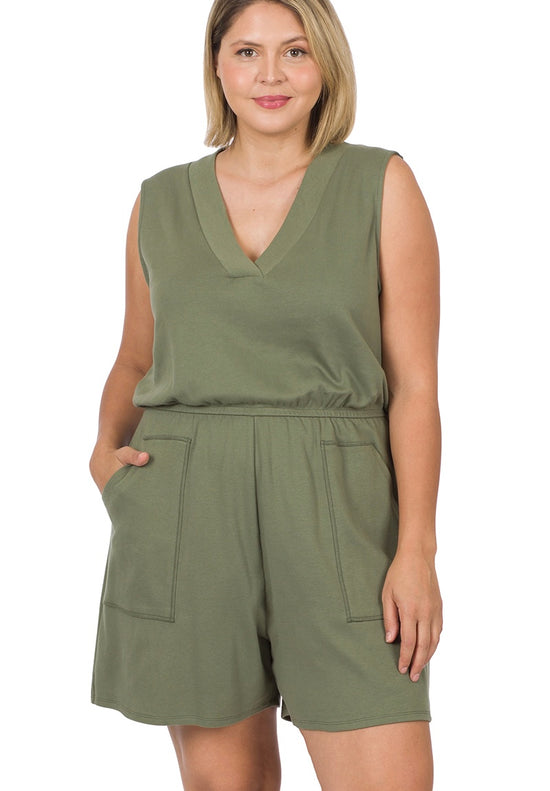 The Nellie Romper - Light Olive