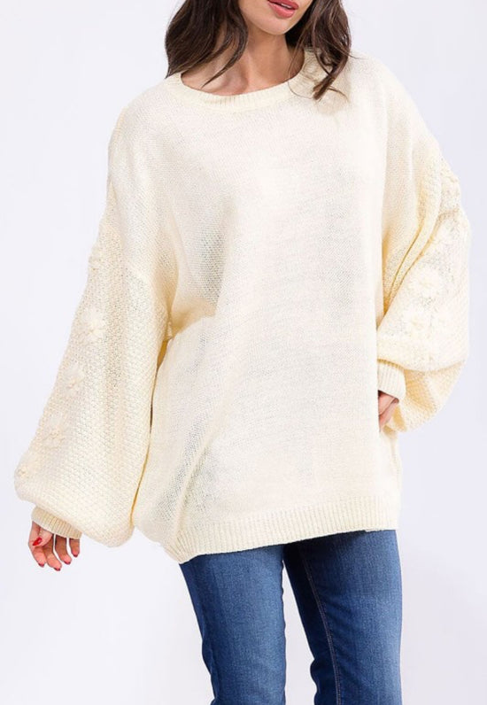 Julie Floral Embroidered Sleeve Sweater