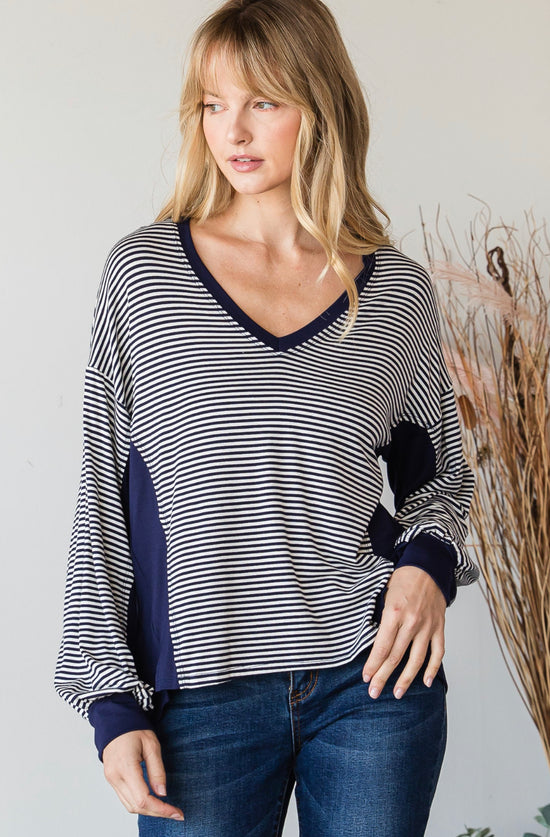 Navy Stripe Top