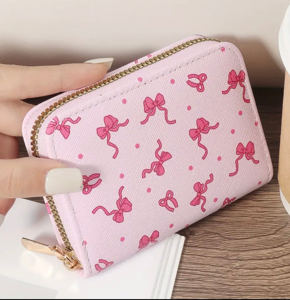 Pink Bow Zipper Wallet
