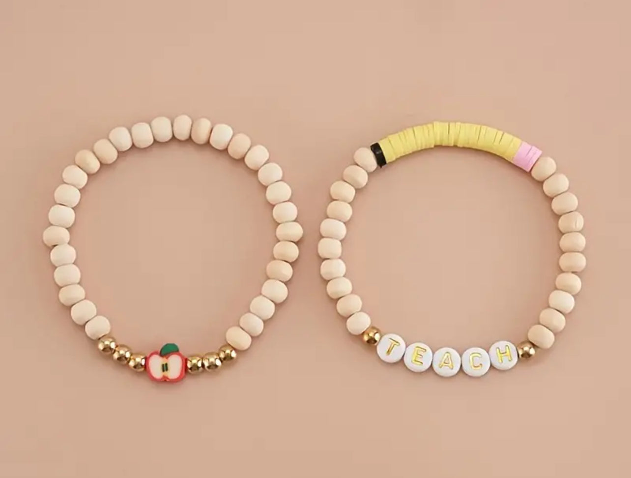 Cream Teach 2 Piece Bracelet