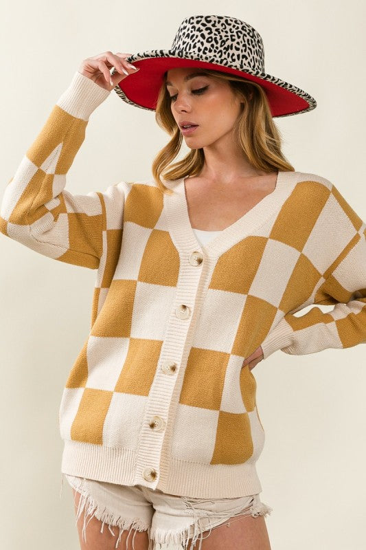 Make Your Soul Happy Checkered Cardigan
