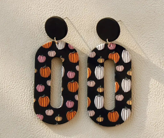 Large Circle Pumpkin Earrings