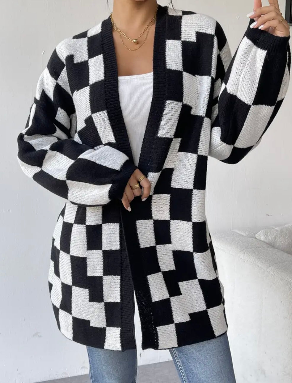 PREORDER: Clarissa Checker Cardigan •2 Colors•