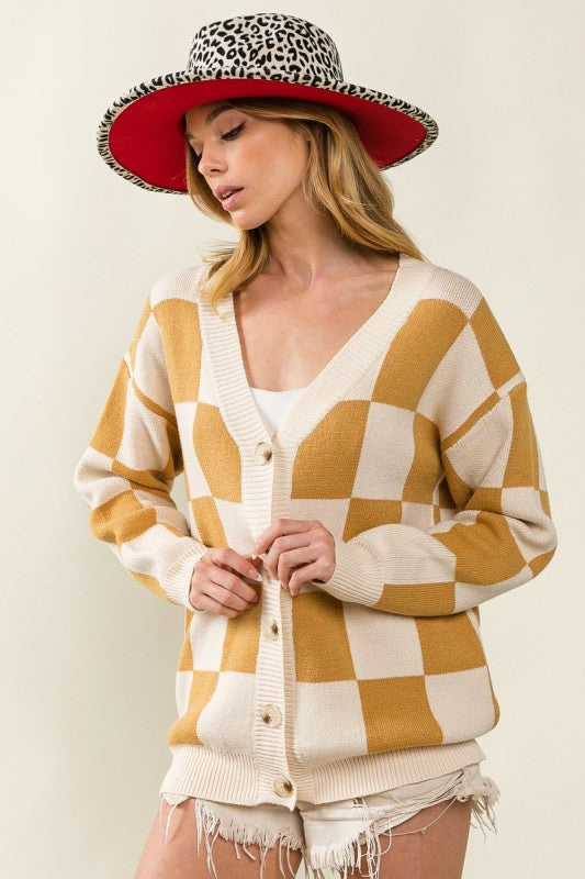 Make Your Soul Happy Checkered Cardigan