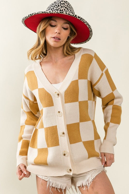 Make Your Soul Happy Checkered Cardigan