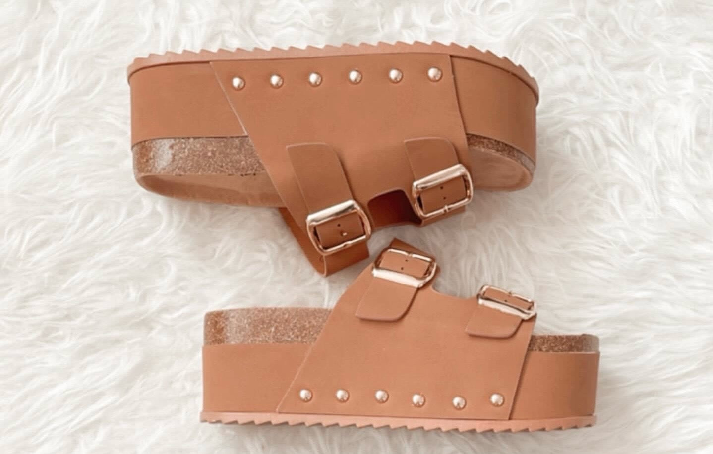 Cali Platform Double Strap Buckle Sandals