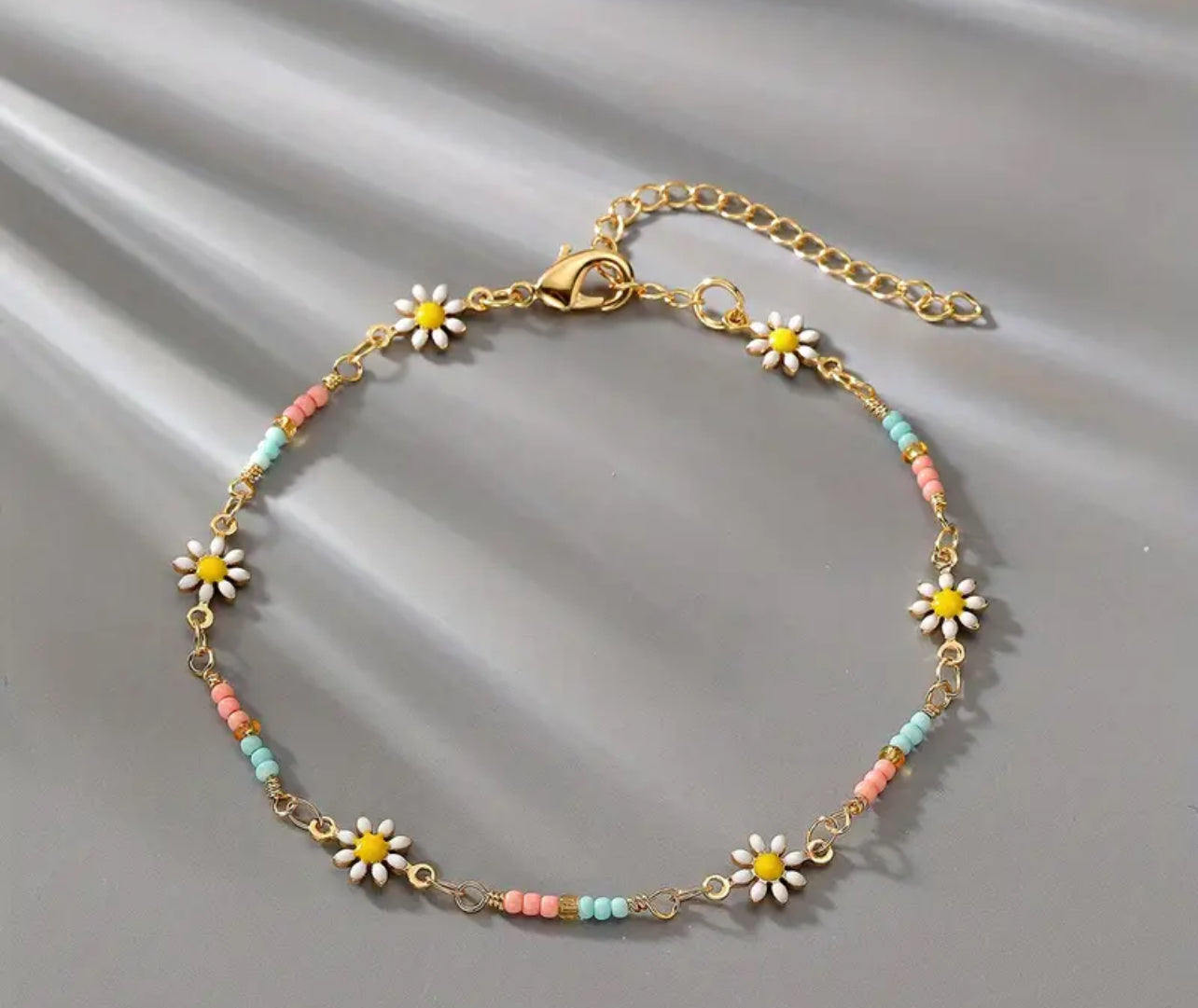 Floral Beaded Anklet