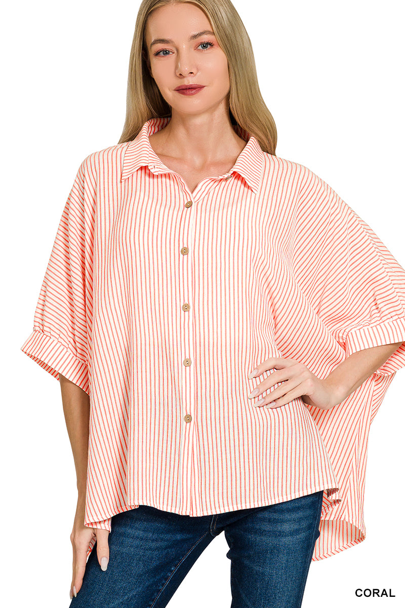 By The Bay Stripe Button Boxy Top *2 Colors*