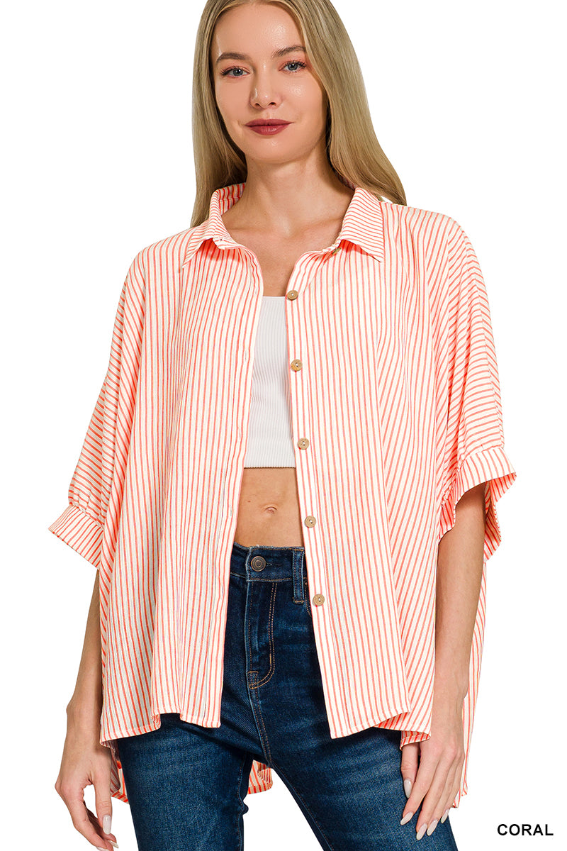 By The Bay Stripe Button Boxy Top *2 Colors*