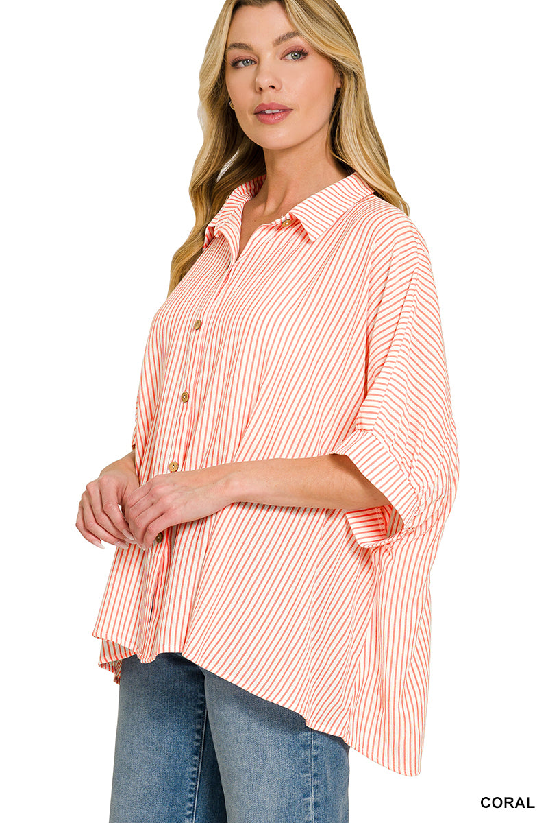 By The Bay Stripe Button Boxy Top *2 Colors*