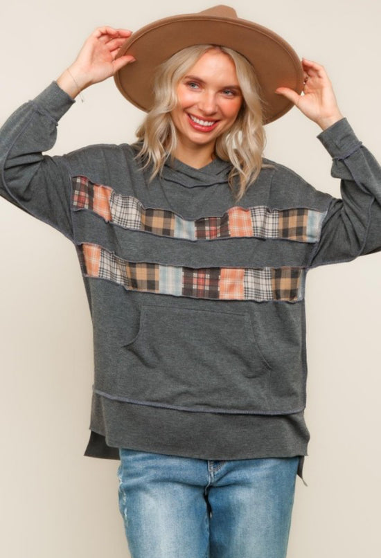 Pinch Of Plaid Hooded Top