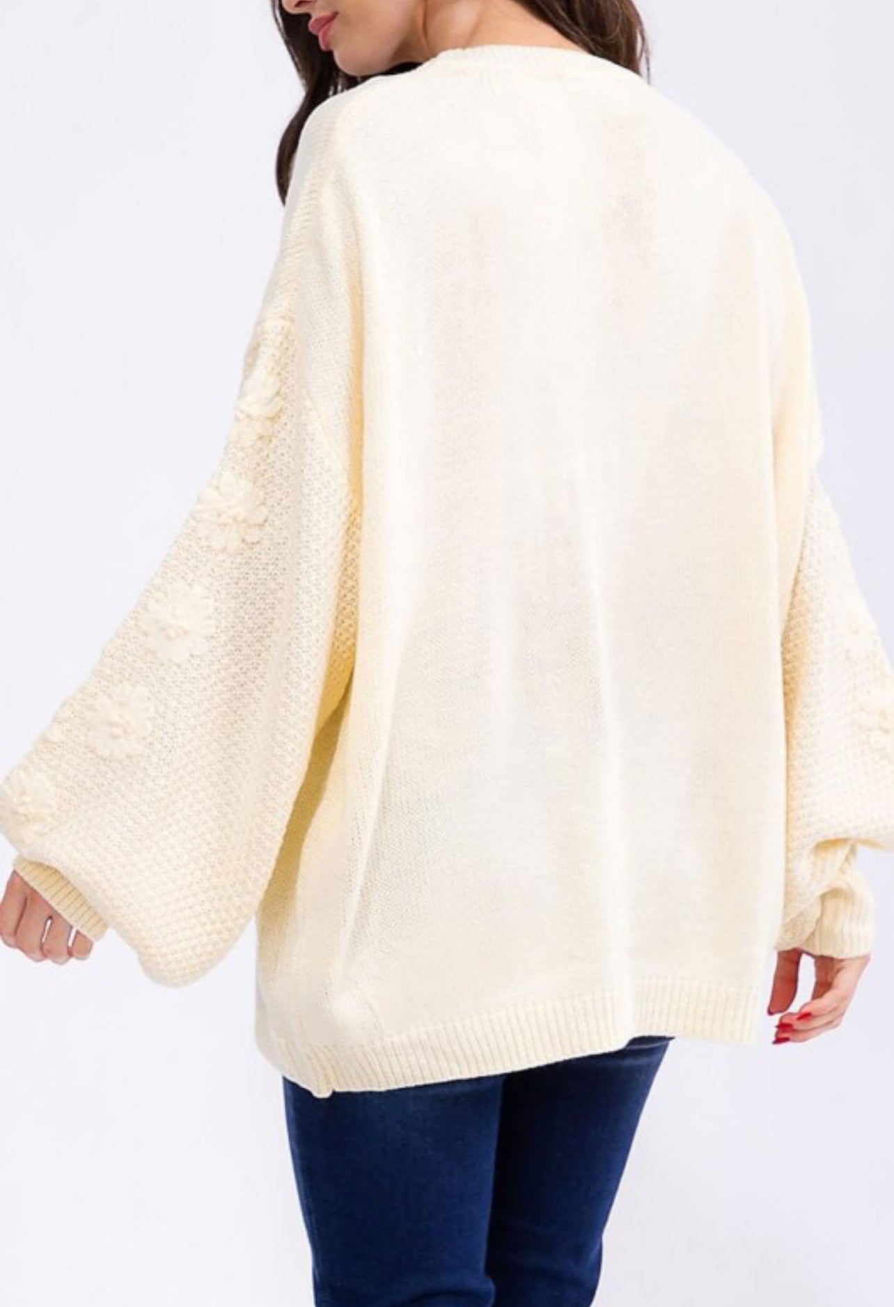Julie Floral Embroidered Sleeve Sweater