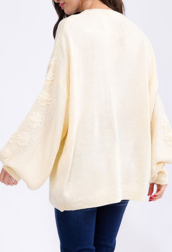 Julie Floral Embroidered Sleeve Sweater