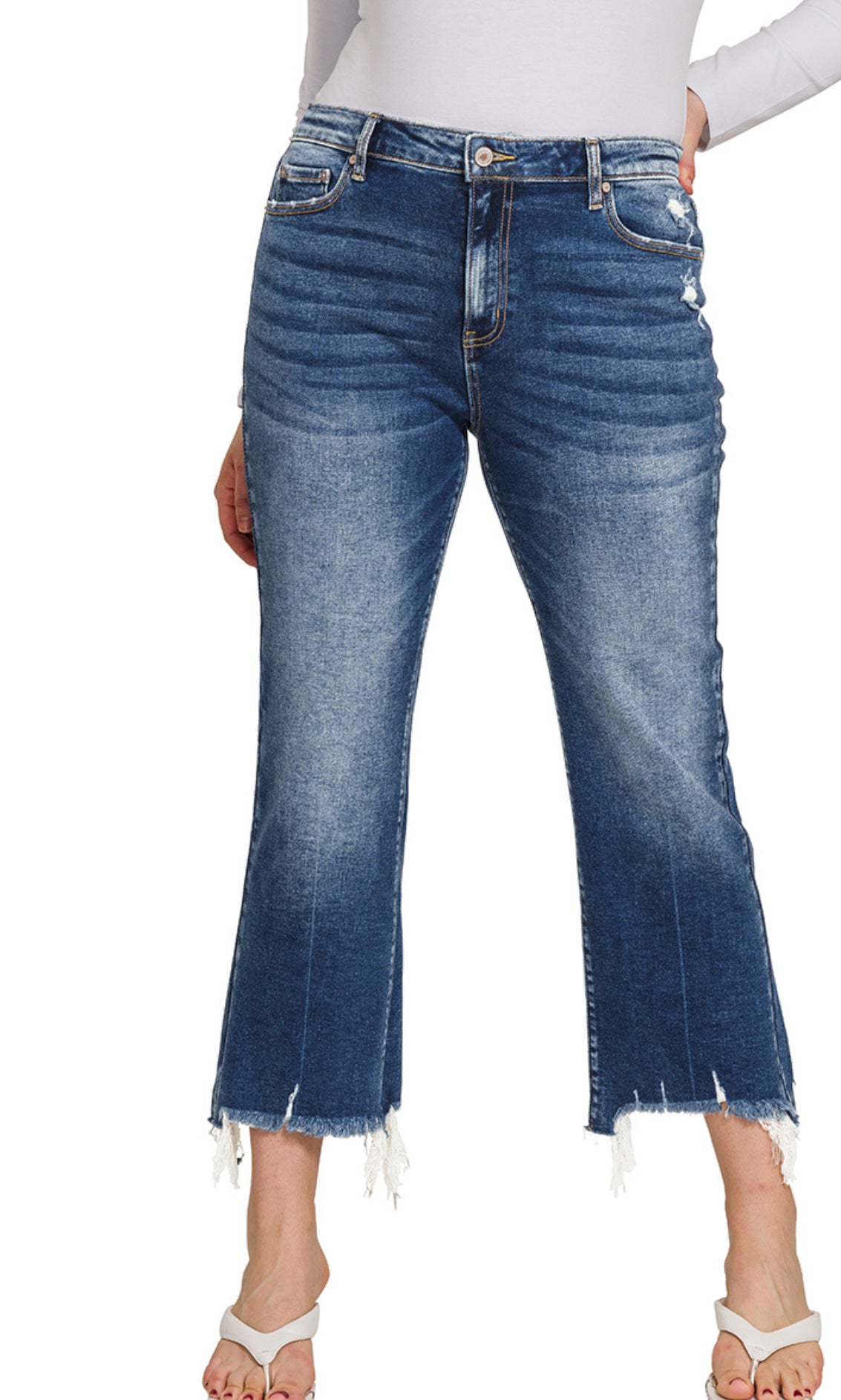 Zenana Kick Crop Flare Jeans