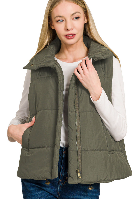 Masyn High Neck Puffer Vest •3 Colors•