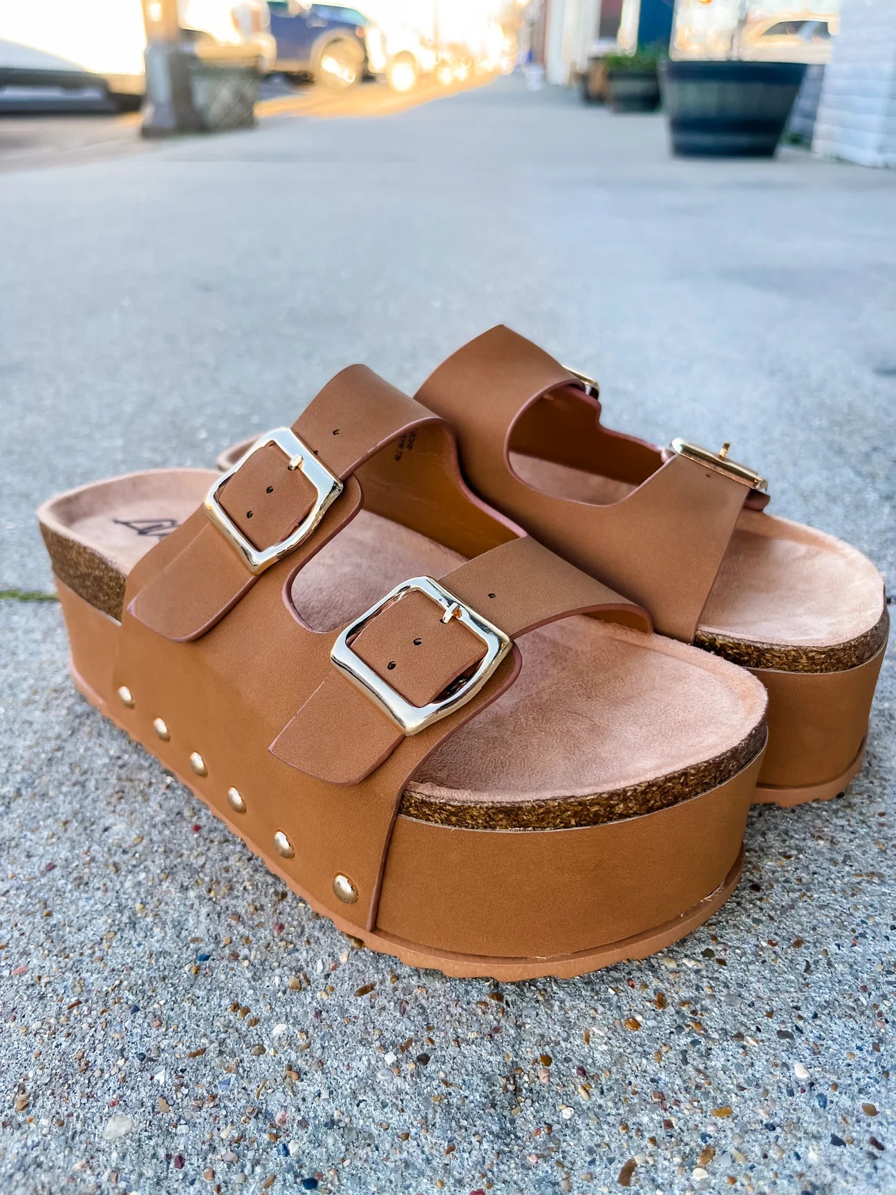 Cali Platform Double Strap Buckle Sandals