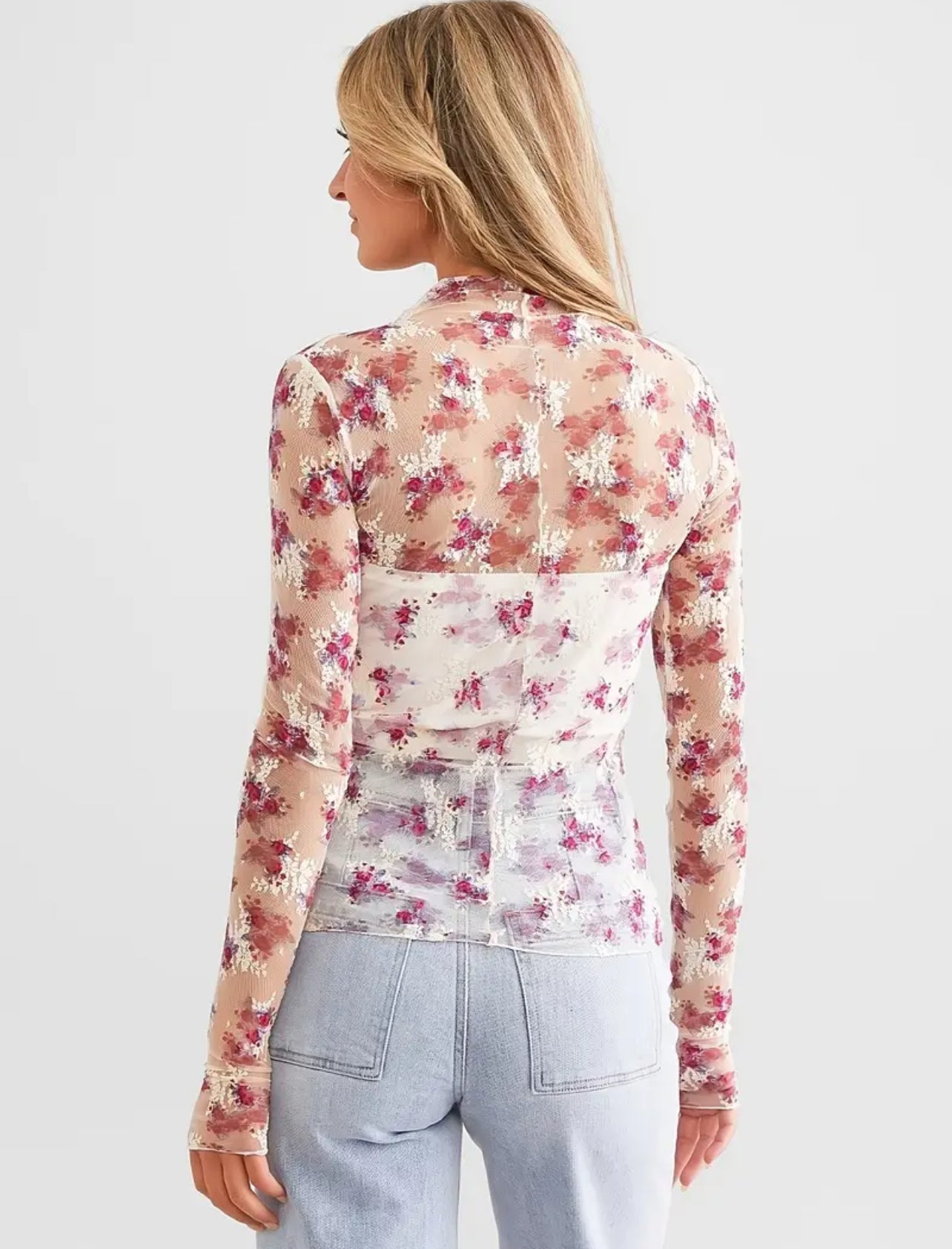 Ditzy Floral Sheer Lace Top