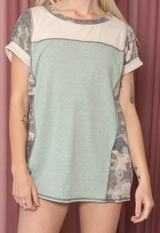 Callista Camo Colorblock Top