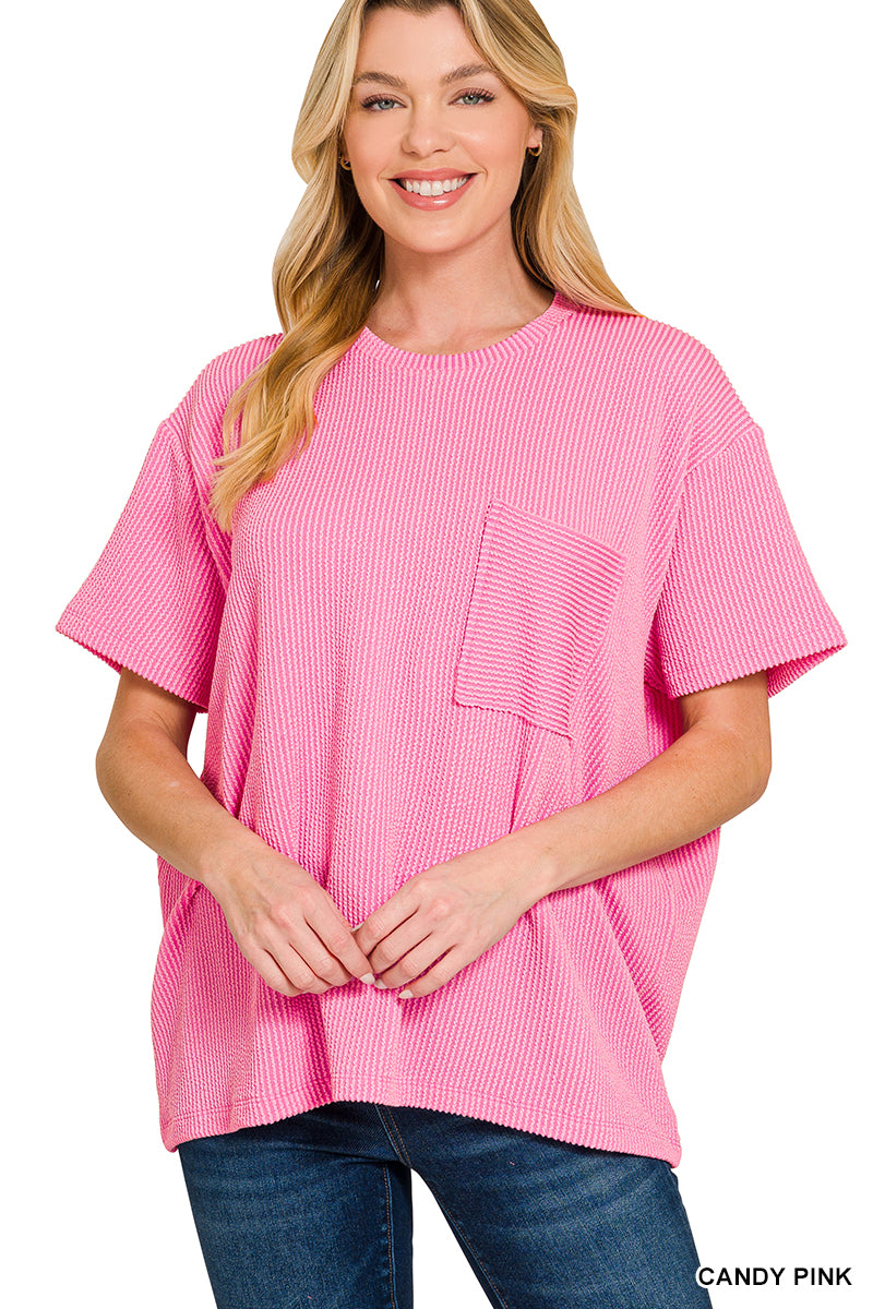 Renee Ribbed Pocket Top - 4 Colors