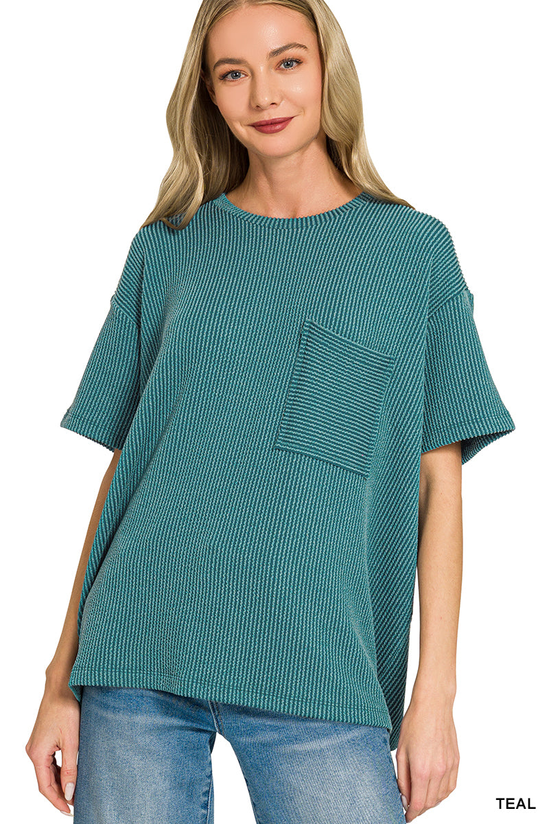 Renee Ribbed Pocket Top - 4 Colors