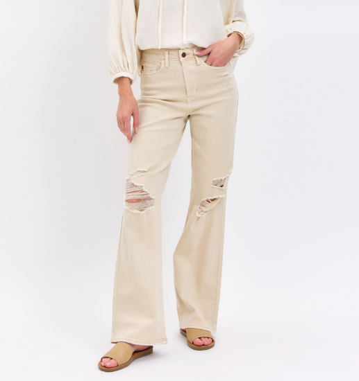 Judy Blue Cream & Sugar High Waist 90’s Straight Jeans