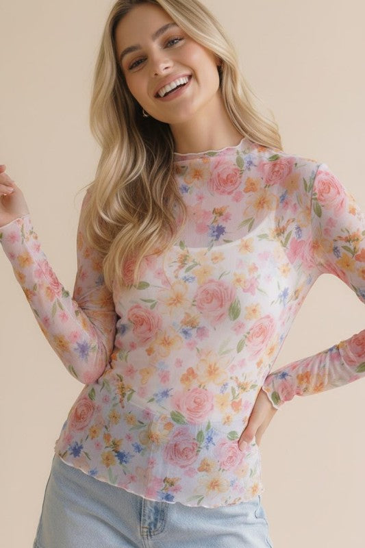 Always Me Mesh Floral Top