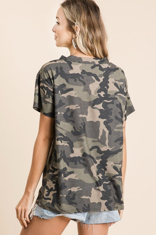 Confident in Camo Top