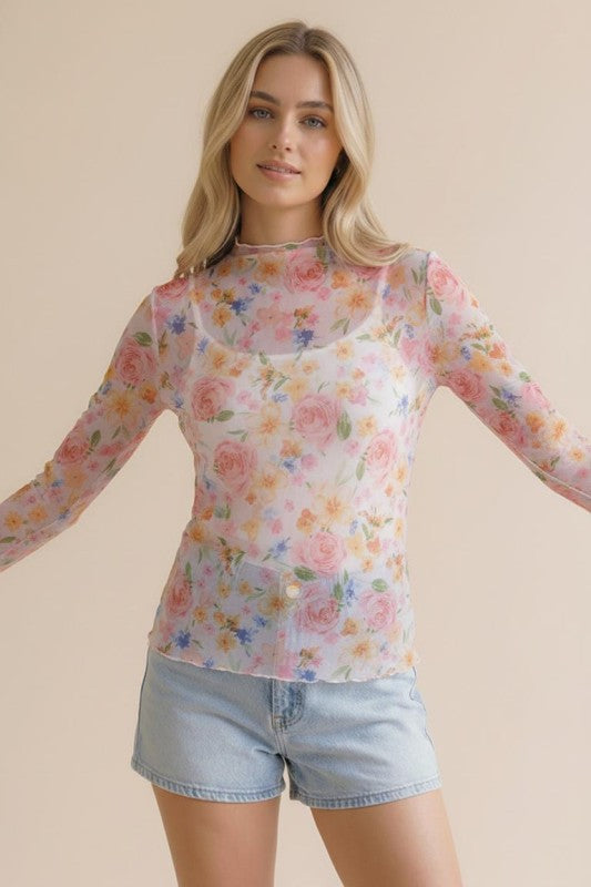 Always Me Mesh Floral Top