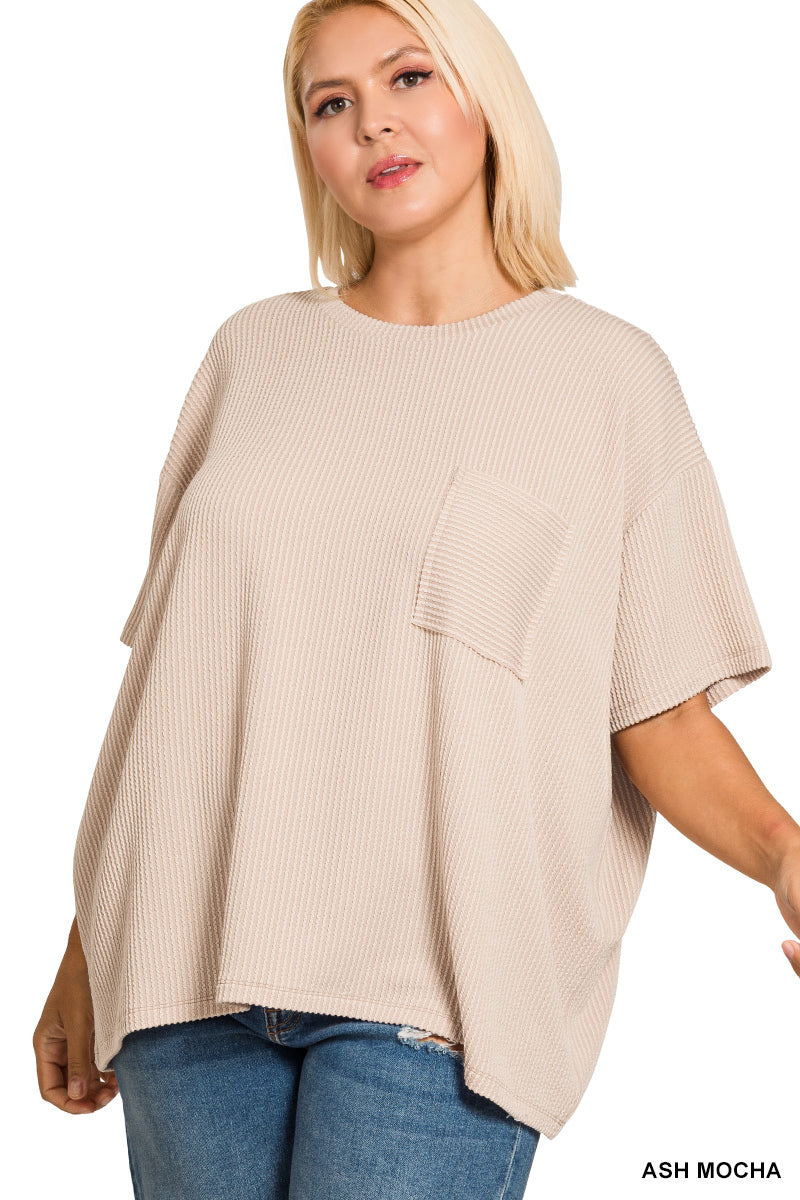 Renee Ribbed Pocket Top - 10 Colors