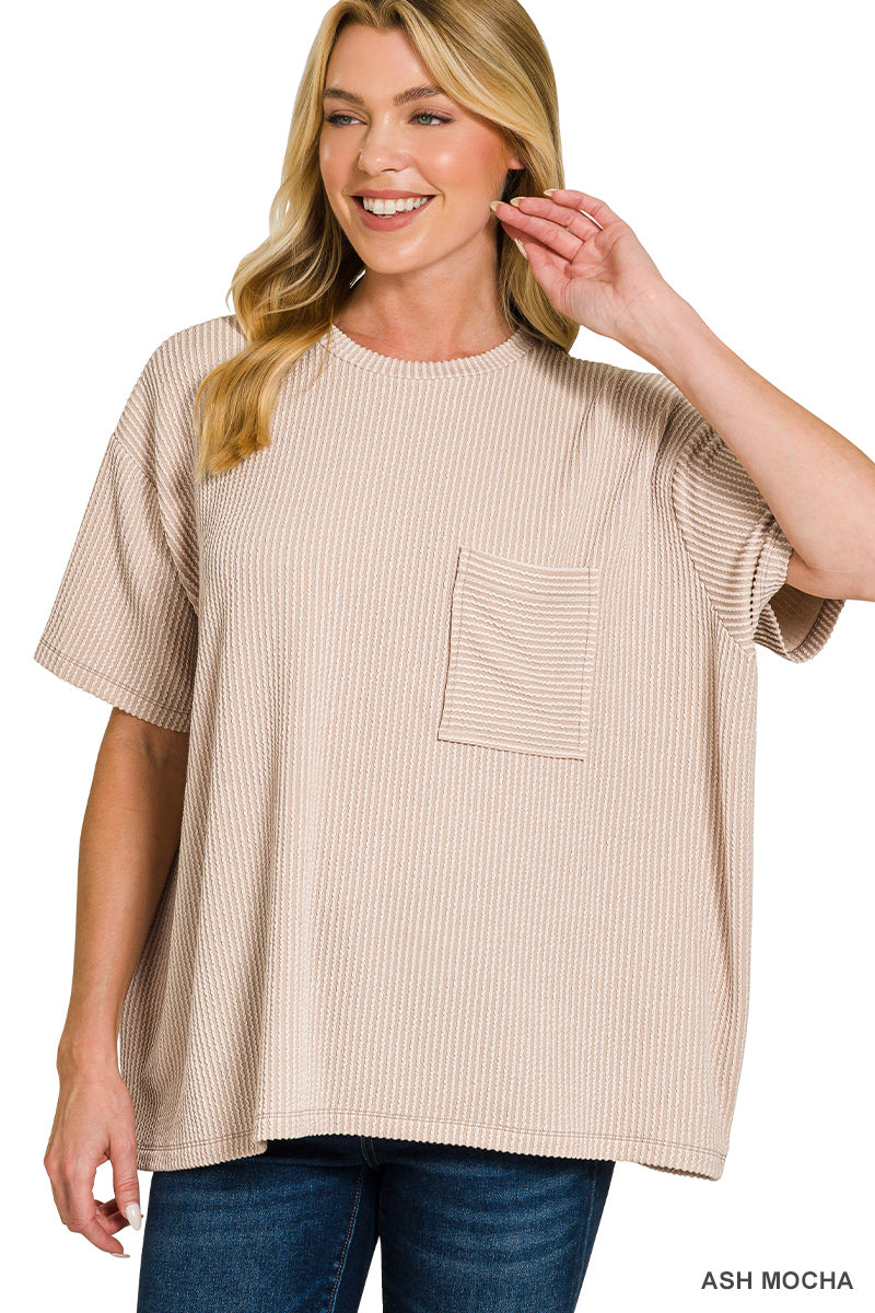 Renee Ribbed Pocket Top - 10 Colors