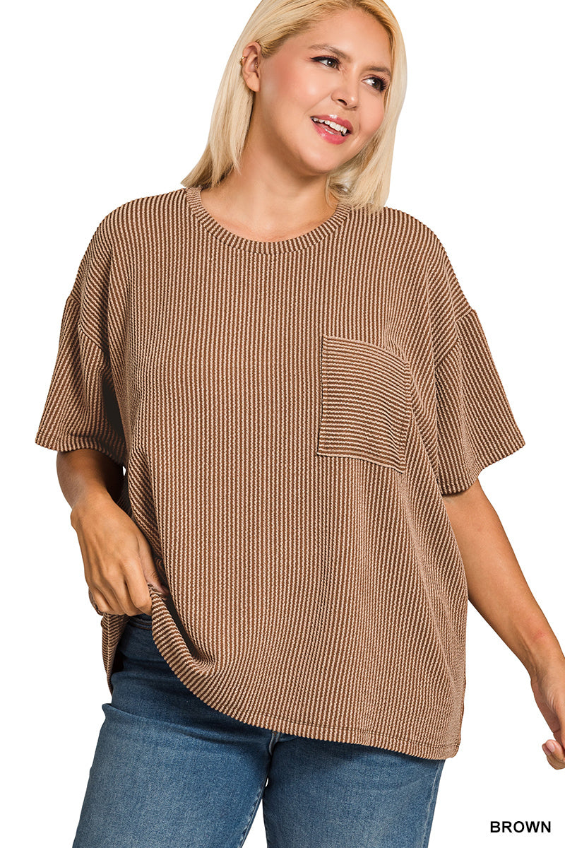 Renee Ribbed Pocket Top - 10 Colors