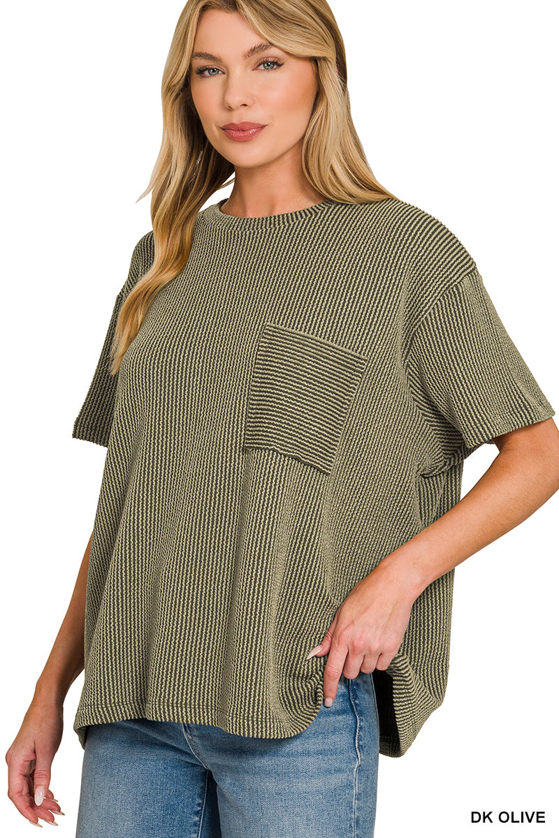 Renee Ribbed Pocket Top - 10 Colors
