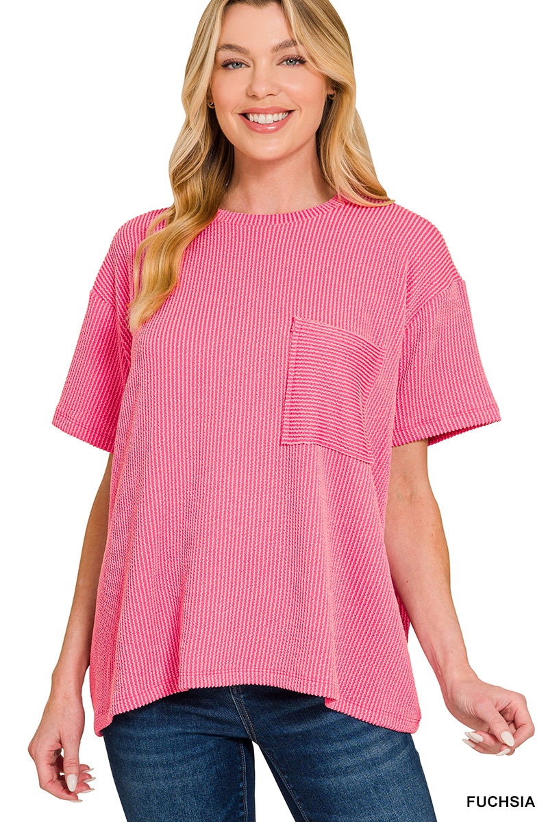 Renee Ribbed Pocket Top - 10 Colors