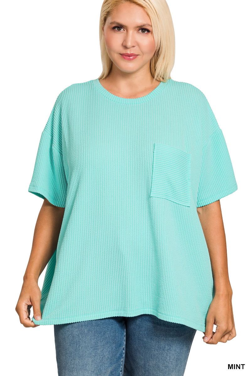 Renee Ribbed Pocket Top - 10 Colors