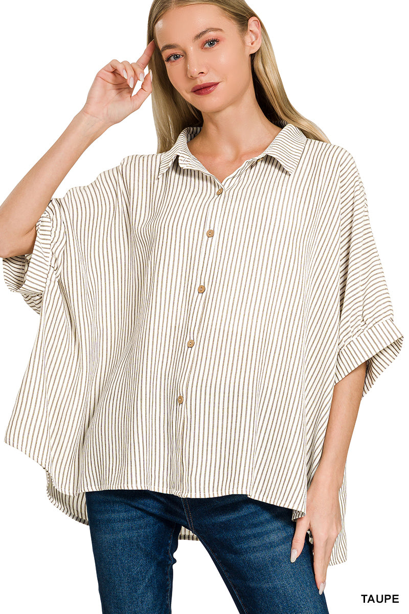 By The Bay Stripe Button Boxy Top *2 Colors*