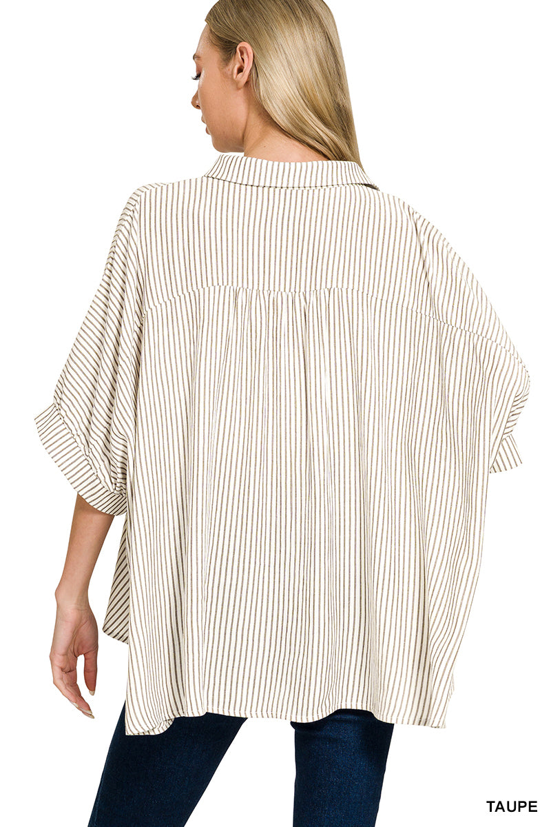 By The Bay Stripe Button Boxy Top *2 Colors*