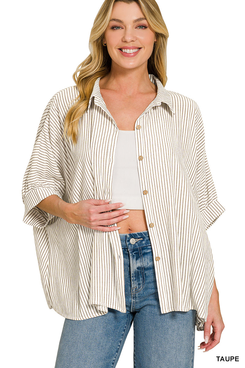 By The Bay Stripe Button Boxy Top *2 Colors*